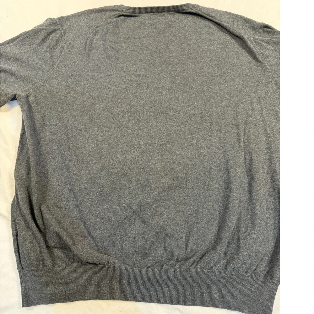 Polo‎ Ralph Lauren Mens XL Pima Cotton V-Neck Sweater Charcoal Grey Purple Pony